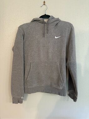 Nike Gray Hooded Pullover Sweatshirt with White Swoosh